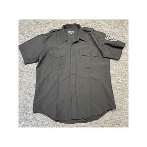 Tact Squad Mens XL Security Uniform Shirt Black Short Sleeve First Alert Patches